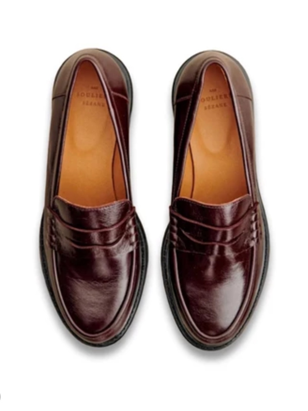 Sezane Albane Glossy Burgundy Loafers
